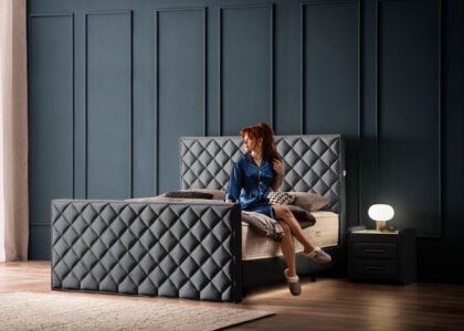 Luxus Boxspringbett Pera Anthrazit Picasso Velours