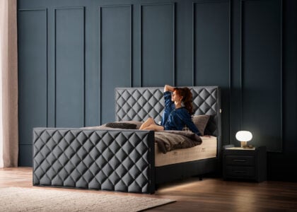 Luxus Boxspringbett Pera Anthrazit Picasso Velours