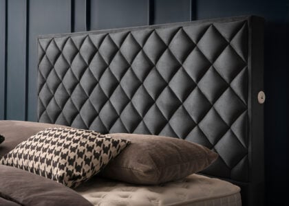 Luxus Boxspringbett Pera Anthrazit Picasso Velours