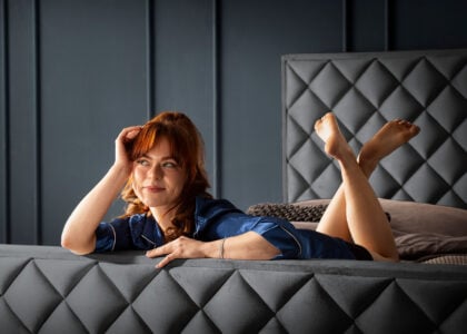 Luxus Boxspringbett Pera Anthrazit Picasso Velours