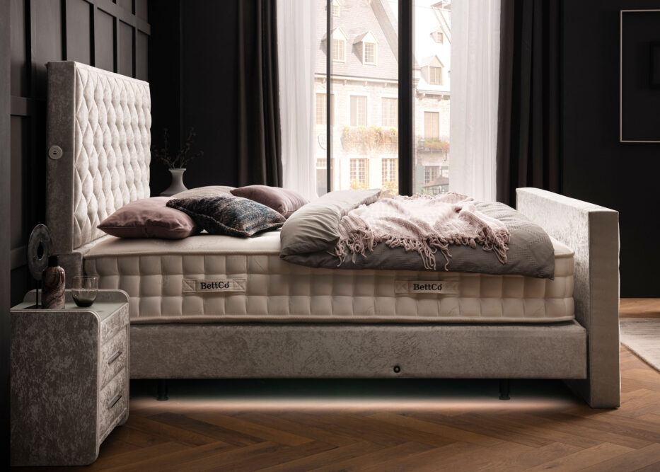 Luxus Boxspringbett Pera Creme Pannesamt Matrix