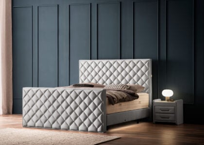 Luxus Boxspringbett Pera Grau Picasso Velours