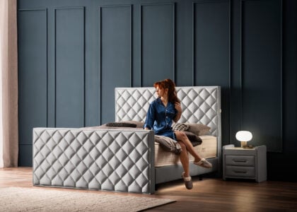 Luxus Boxspringbett Pera Grau Picasso Velours