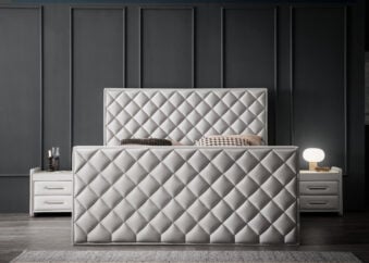 Luxus Boxspringbett Pera Grau Picasso Velours
