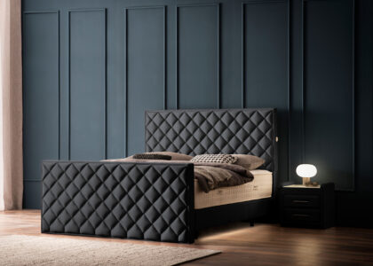 Luxus Boxspringbett Pera Schwarz Picasso Velours