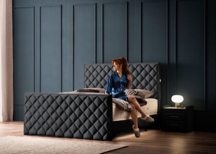 Luxus Boxspringbett Pera Schwarz Picasso Velours