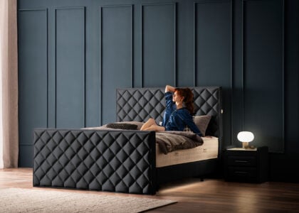 Luxus Boxspringbett Pera Schwarz Picasso Velours