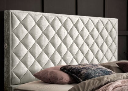 Luxus Boxspringbett Pera Silber Pannesamt Matrix