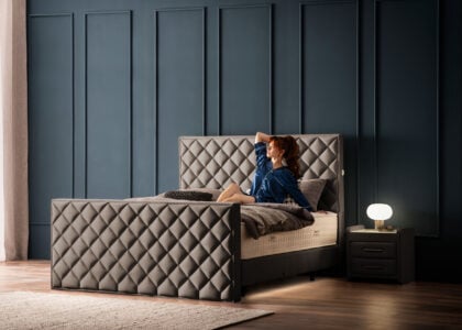 Luxus Boxspringbett Pera Taupe Picasso Velours
