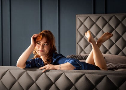 Luxus Boxspringbett Pera in Picasso Velours Altweiss