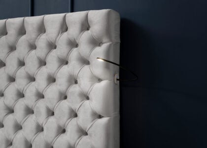 Luxus Boxspringbett Plaza in Picasso Velourstoff Grau