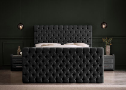 Luxus Boxspringbett Plaza in Matrix Samt Schwarz