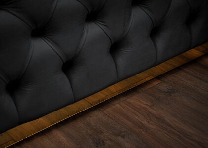 Luxus Boxspringbett Plaza in Picasso Velourstoff Schwarz