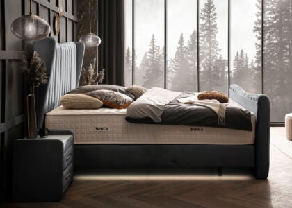 Luxus Boxsprıngbett Saılor ın Picasso Velourstoff Anthrazit