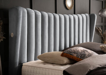 Luxus Boxsprıngbett Saılor ın Picasso Velourstoff Anthrazit