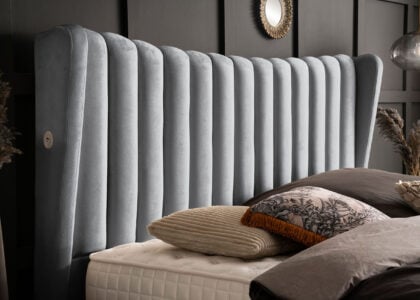 Luxus Boxsprıngbett Saılor ın Picasso Velourstoff Anthrazit