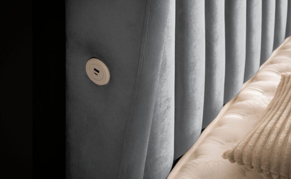 Luxus Boxsprıngbett Saılor ın Picasso Velourstoff Anthrazit