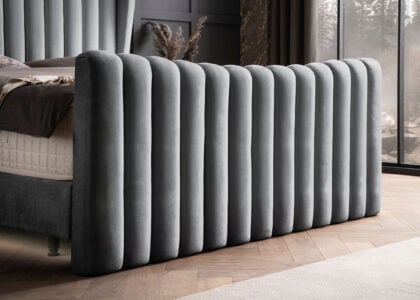 Luxus Boxsprıngbett Saılor ın Picasso Velourstoff Anthrazit