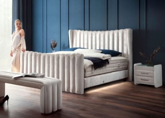 Luxus Boxsprıngbett Saılor ın Velvet Creme