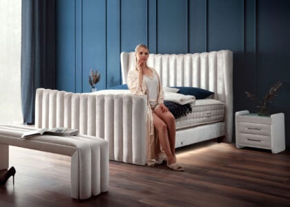 Luxus Boxsprıngbett Saılor ın Velvet Creme