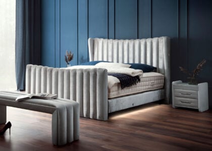 Luxus Boxsprıngbett Saılor ın Velvet Grau