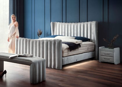 Luxus Boxsprıngbett Saılor ın Velvet Grau