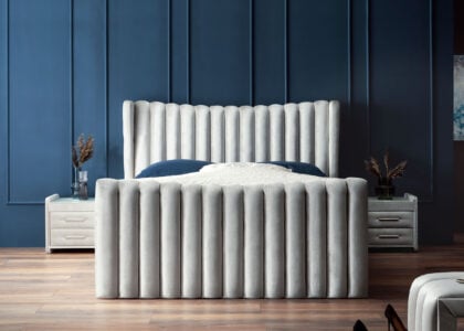 Luxus Boxsprıngbett Saılor ın Velvet Grau