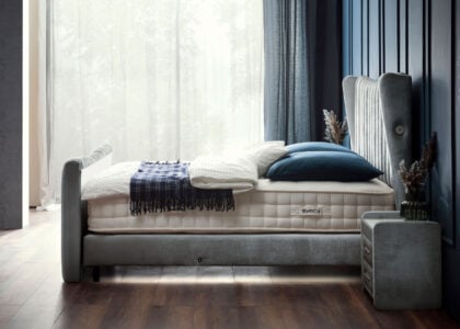 Luxus Boxsprıngbett Saılor ın Velvet Grau