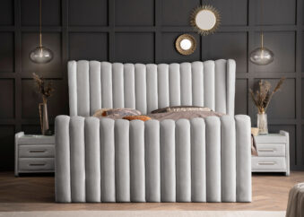 Luxus Boxsprıngbett Saılor ın Picasso Velourstoff Grau