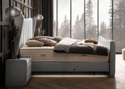 Luxus Boxsprıngbett Saılor ın Picasso Velourstoff Grau