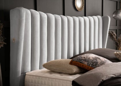 Luxus Boxsprıngbett Saılor ın Picasso Velourstoff Grau