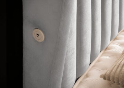 Luxus Boxsprıngbett Saılor ın Picasso Velourstoff Grau