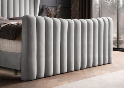 Luxus Boxsprıngbett Saılor ın Picasso Velourstoff Grau