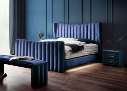 Luxus Boxsprıngbett Saılor ın Velvet Royalblau