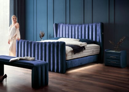 Luxus Boxsprıngbett Saılor ın Velvet Royalblau
