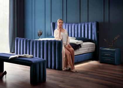 Luxus Boxsprıngbett Saılor ın Velvet Royalblau
