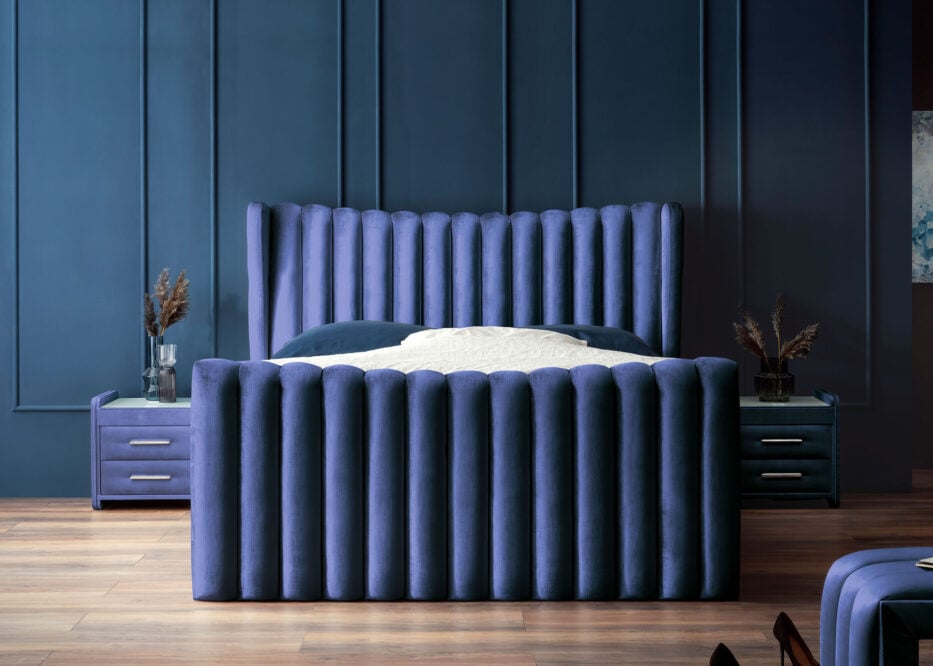 Luxus Boxsprıngbett Saılor ın Velvet Royalblau