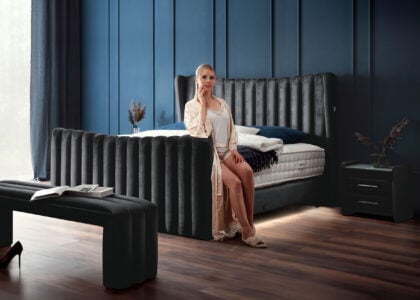 Luxus Boxsprıngbett Saılor ın Velvet Schwarz