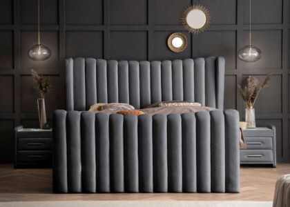 Luxus Boxsprıngbett Saılor ın Picasso Velourstoff Schwarz