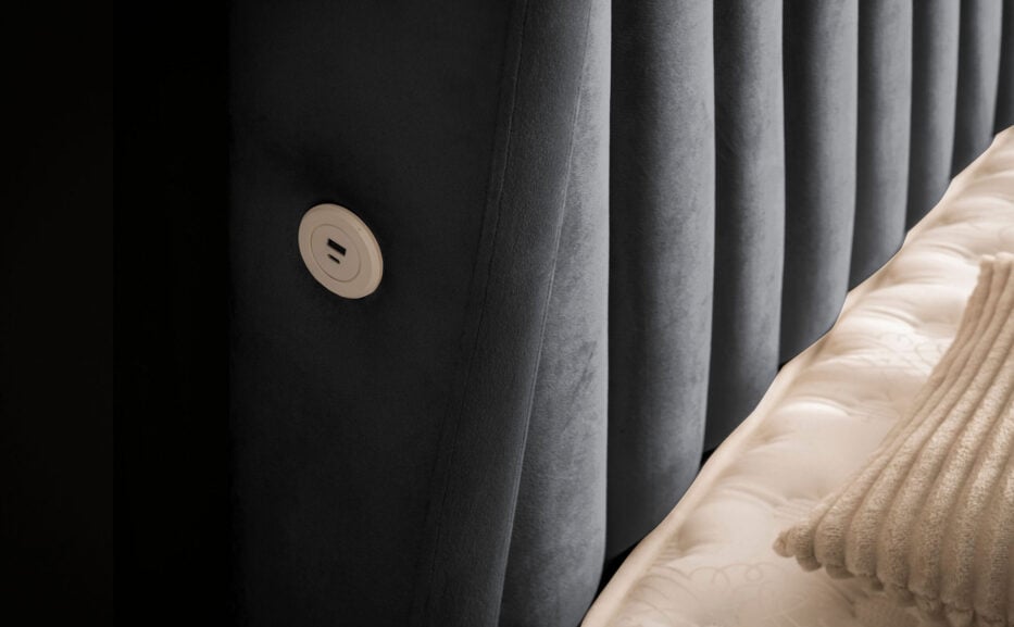 Luxus Boxsprıngbett Saılor ın Picasso Velourstoff Schwarz
