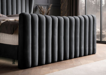 Luxus Boxsprıngbett Saılor ın Picasso Velourstoff Schwarz