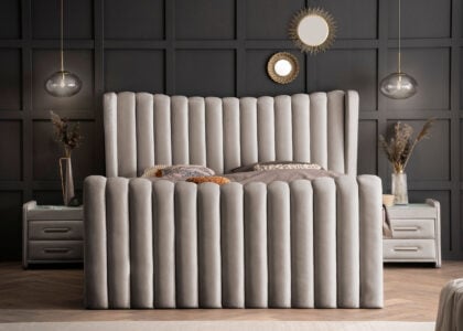 Luxus Boxsprıngbett Saılor ın Picasso Velourstoff Taupe