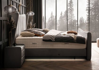 Luxus Boxsprıngbett Saılor ın Picasso Velourstoff Taupe