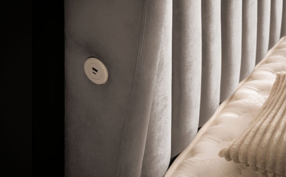 Luxus Boxsprıngbett Saılor ın Picasso Velourstoff Taupe