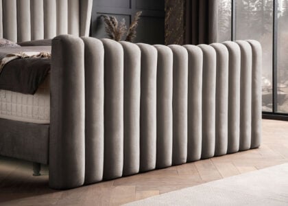 Luxus Boxsprıngbett Saılor ın Picasso Velourstoff Taupe