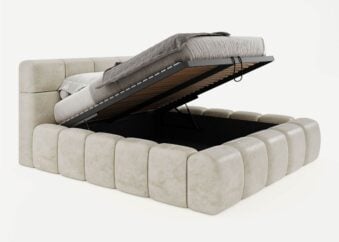 Bett mit Bettkasten in Gelotti Velours Bristol