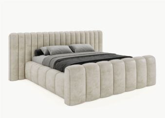 Bett mit Bettkasten Derby 200 x 200 cm in Altweiß Gelotti Velours