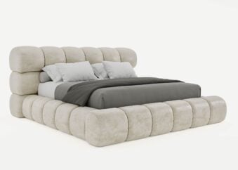 Bett mit Bettkasten York 200 x 200 cm in Altweiß Gelotti Velours