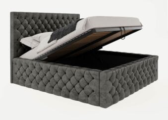 Bett mit Bettkasten in Gelotti Velours Bedford
