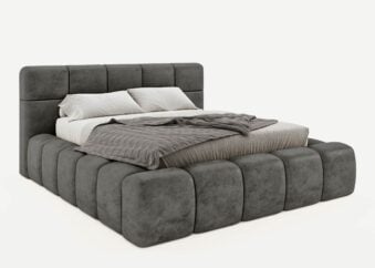 Bett mit Bettkasten Bristol 200 x 200 cm in Dunkelgrau Gelotti Velours
